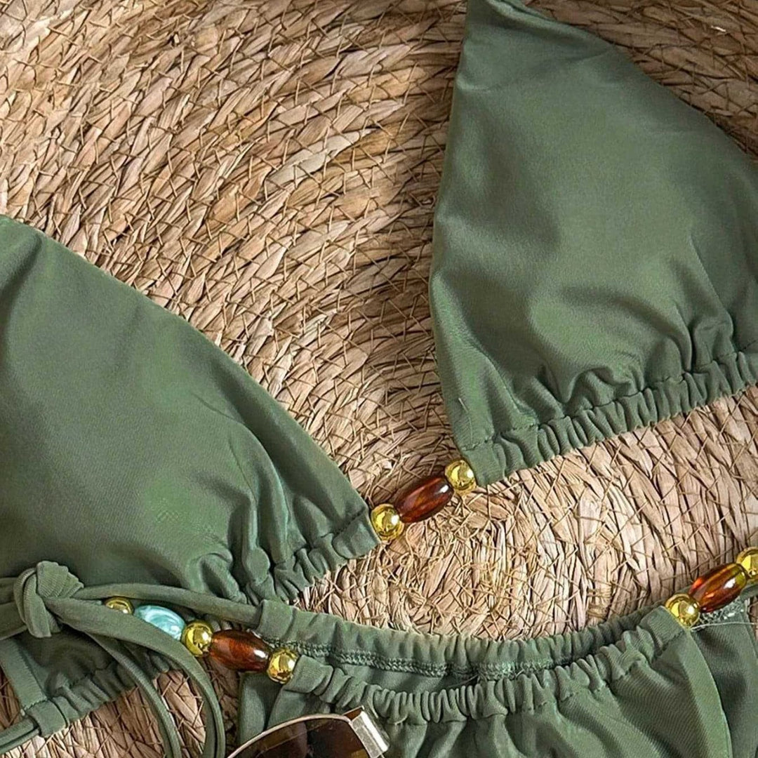 Damen Triangel-Bikini mit buntem Schmuckdetail Echo Archiv