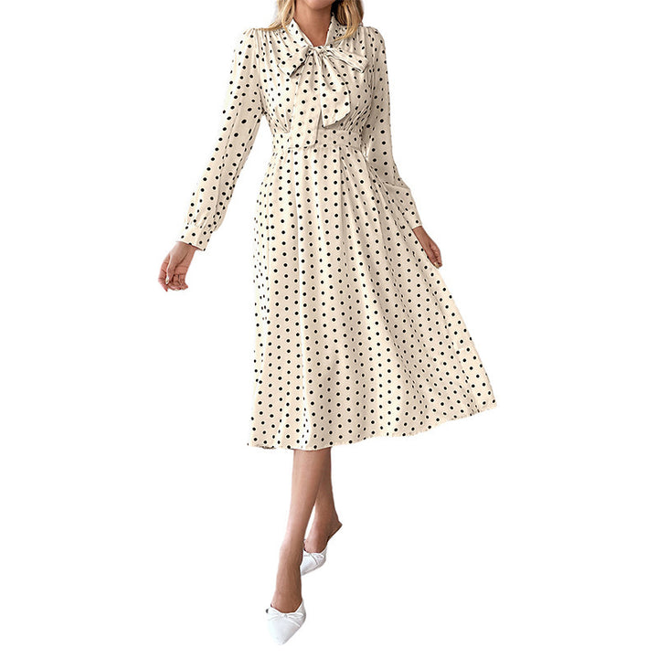 Damen Elegantes Midikleid mit Schluppe und Punkten Echo Archiv