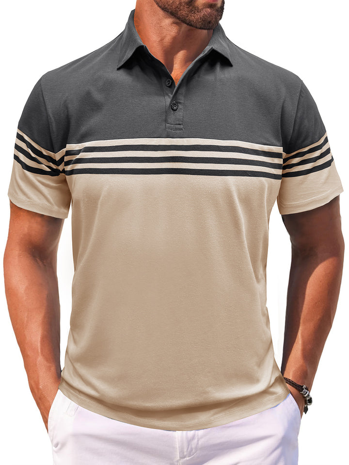 Herren Polo-Shirt mit modernem Streifenmotiv und atmungsaktivem Gewebe Echoarchiv