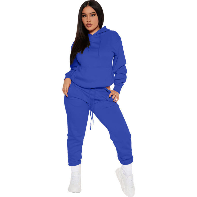 Damen zweiteiliges Lounge-Set mit Kapuzenpullover und High-Waist Jogginghose aus weichem French Terry – Avérine