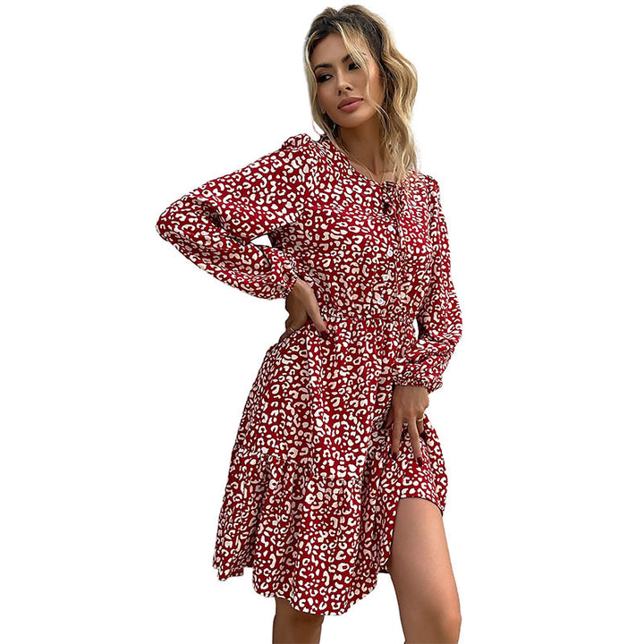 Damen Langarm Leopardenmuster Hemdblusenkleid Echo Archiv