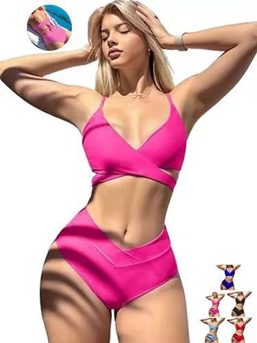 Damen Hoch tailliertes Bikini-Set mit elegantem Wickeldesign Echo Archiv