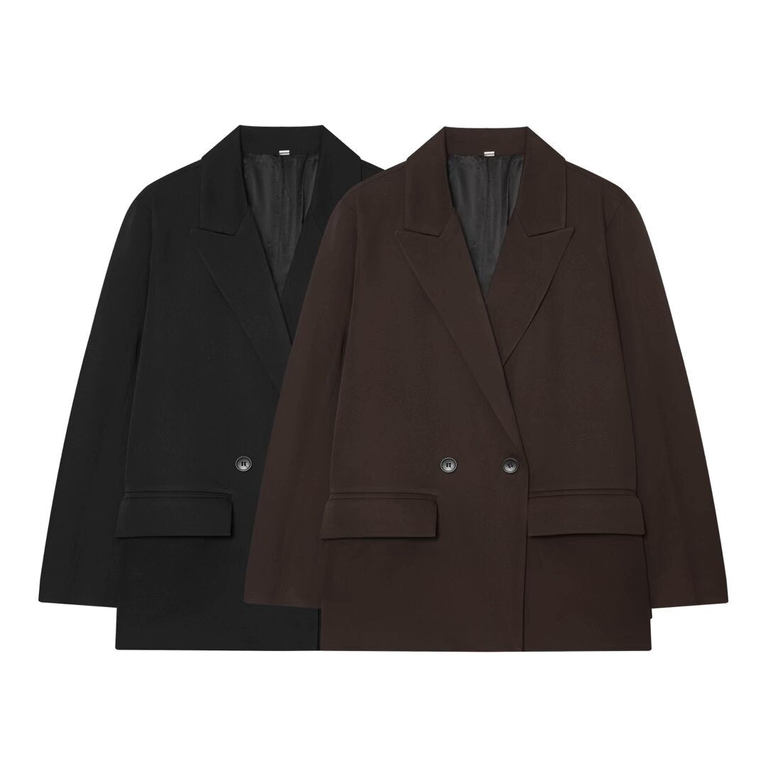 Damen Oversize Doppelreihiger Blazer mit Pattentaschen und weiter Silhouette Echo Archiv