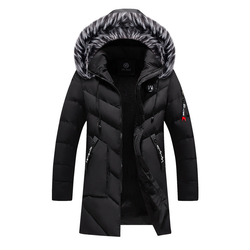 Herren langer gesteppter Thermoparka mit Kunstfellkapuze und Teddyfleece-Innenfutter Echoarchiv