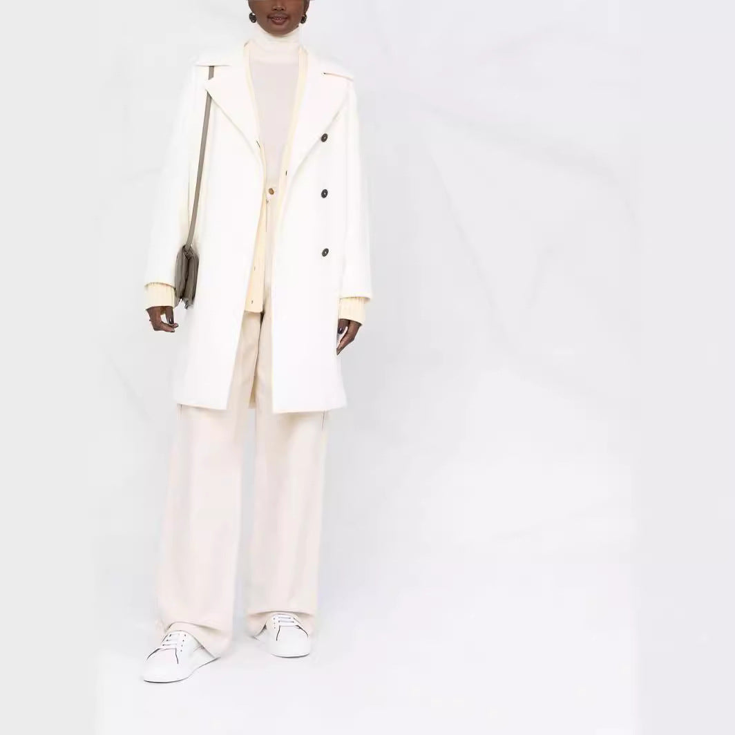 Damen Oversize Wollmix‑Mantel mit überschnittener Schulter und minimalistischer Knopfleiste Echoarchiv
