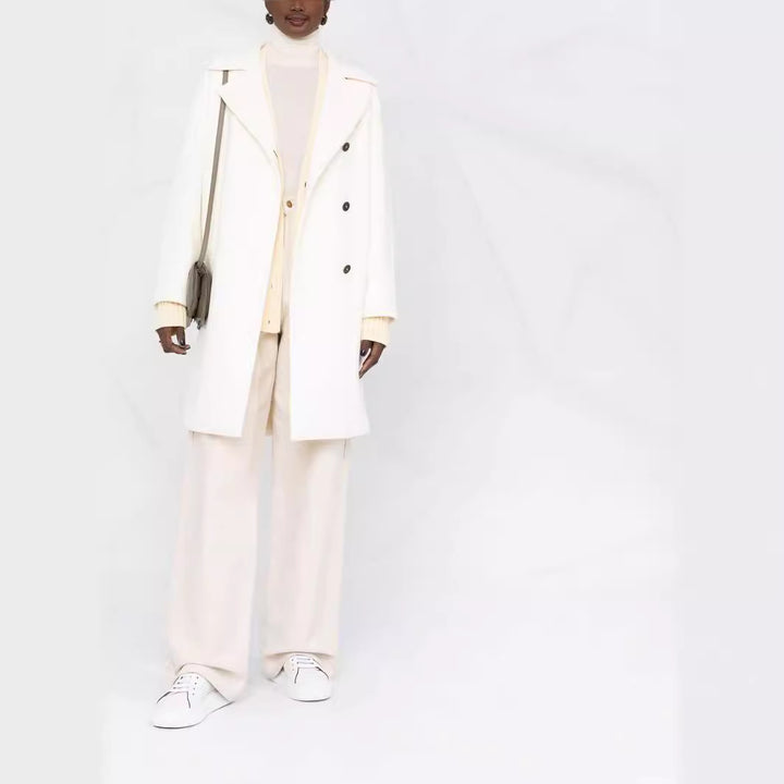 Damen Oversize Wollmix‑Mantel mit überschnittener Schulter und minimalistischer Knopfleiste Echoarchiv