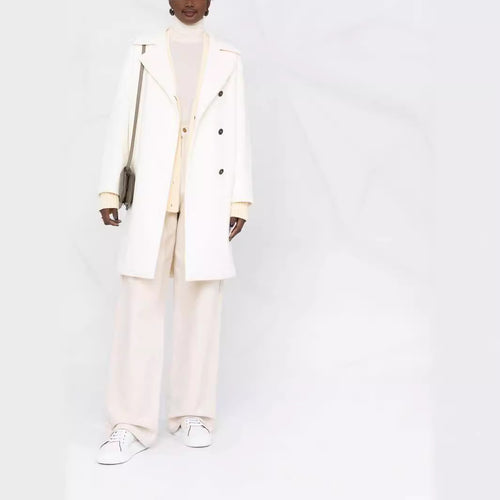 Damen Oversize Wollmix‑Mantel mit überschnittener Schulter und minimalistischer Knopfleiste Echoarchiv