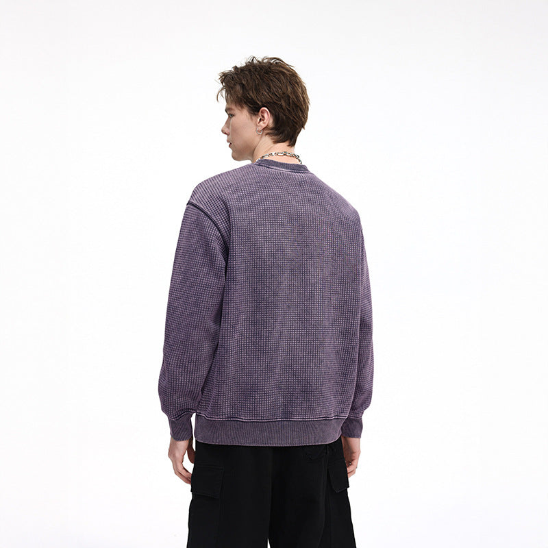 Herren Oversize-Waffelstruktur-Sweatshirt mit Rundhals und gerippten Bündchen Echo Archiv