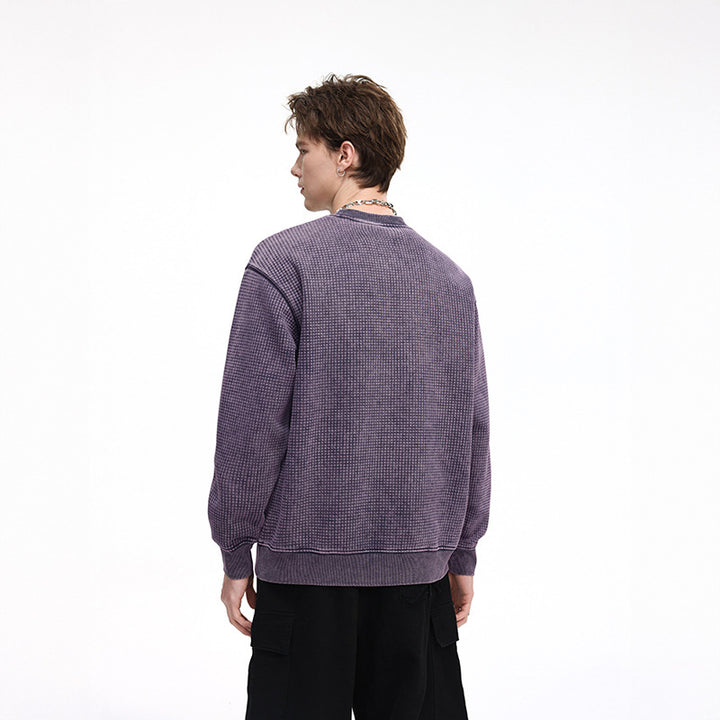 Herren Oversize-Waffelstruktur-Sweatshirt mit Rundhals und gerippten Bündchen Echo Archiv