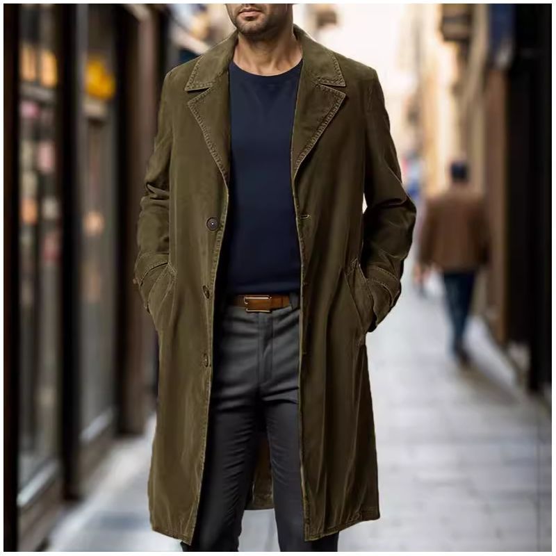 Herren eleganter Trenchcoat aus hochwertigem Gewebe mit praktischen Taschen Echoarchiv