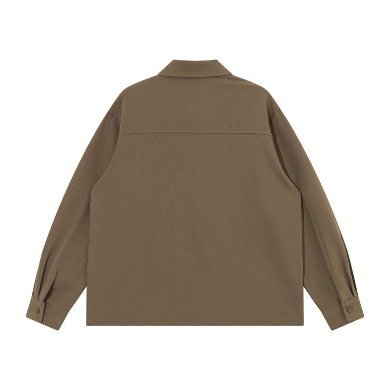 Unisex Boxy Hemdjacke mit minimalistischen Teilungsnähten und verdeckten Eingrifftaschen Echoarchiv