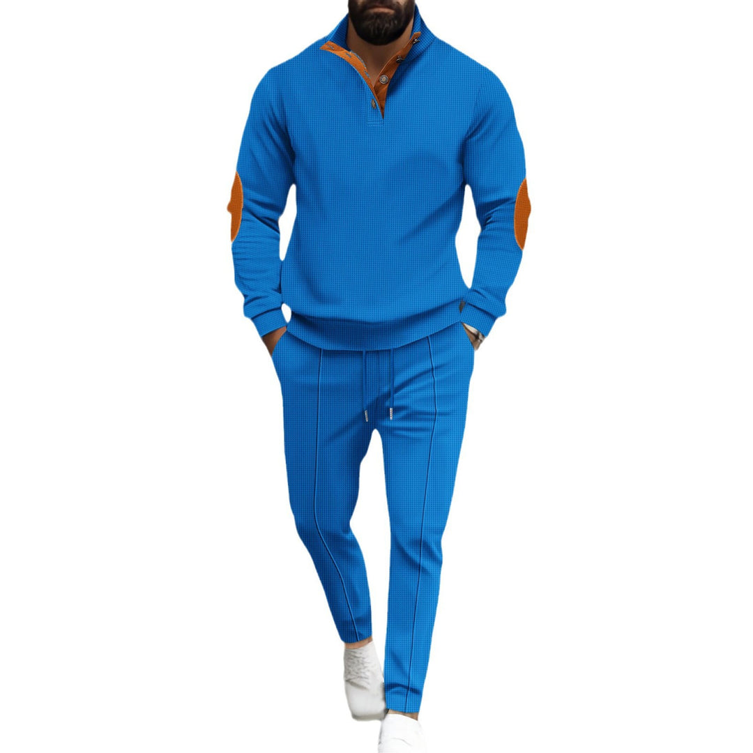 Herren sportliches Freizeitpullover- und Jogginghose-Set mit strukturierter Optik Echoarchiv