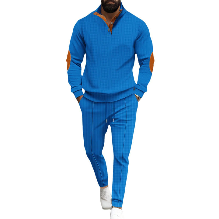 Herren sportliches Freizeitpullover- und Jogginghose-Set mit strukturierter Optik Echoarchiv