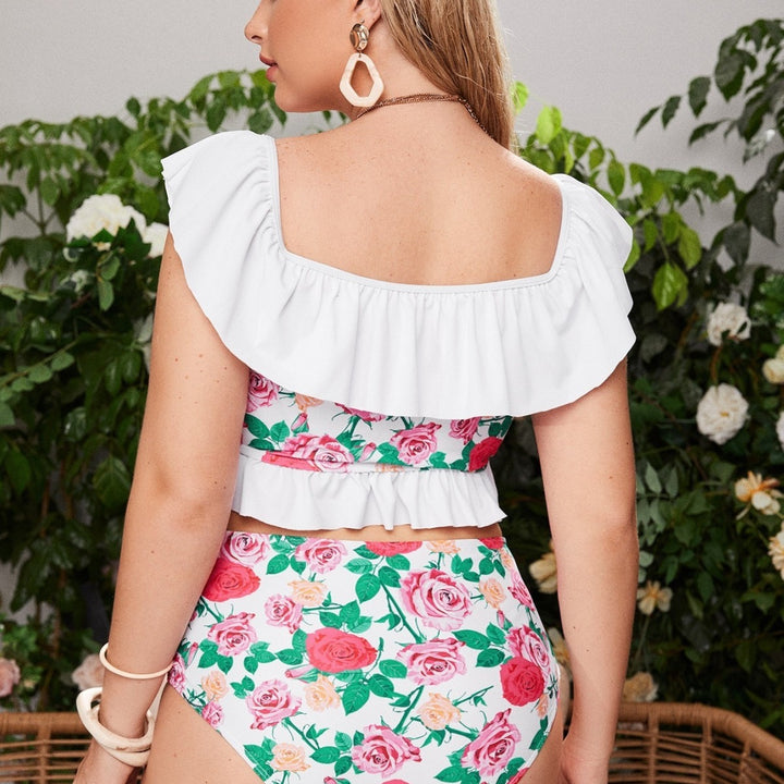 Damen Bikini-Set mit floralem Wickeloberteil und hohen Taillenhosen Echo Archiv