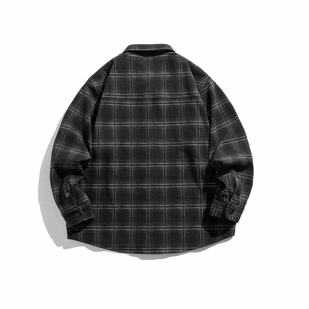 Herren Kariertes Overshirt aus flauschigem Twill mit Hemdkragen Echoarchiv