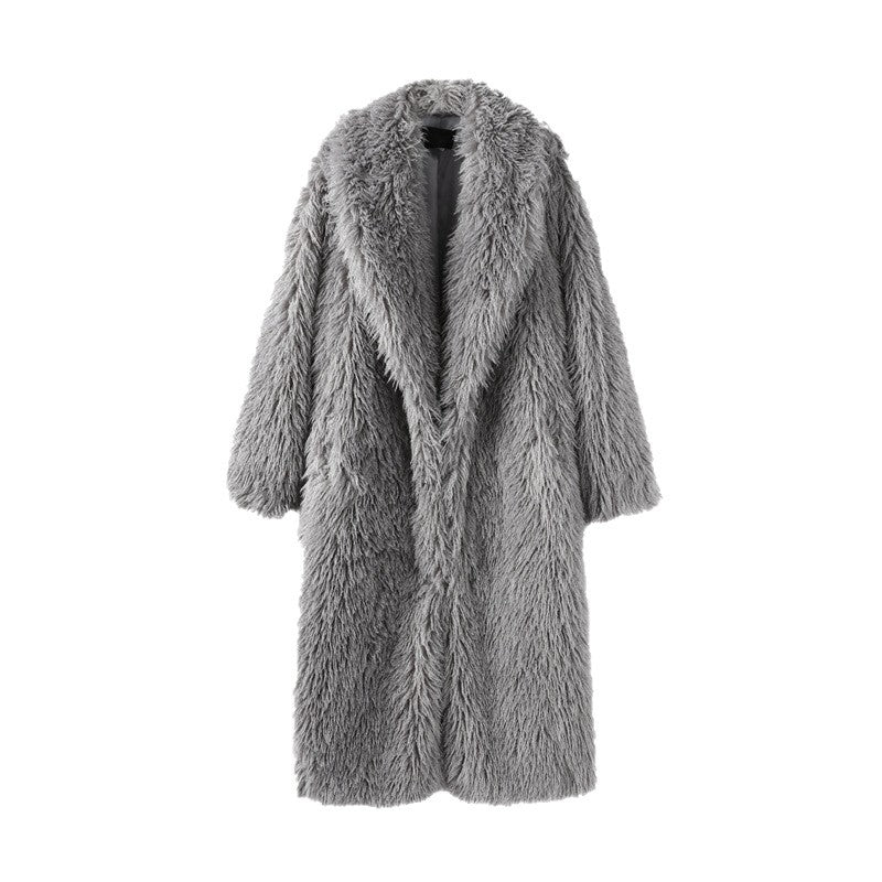 Damen Maxilanger Kunstpelzmantel mit langflorigem Hochflor und Oversize-Silhouette Echo Archiv