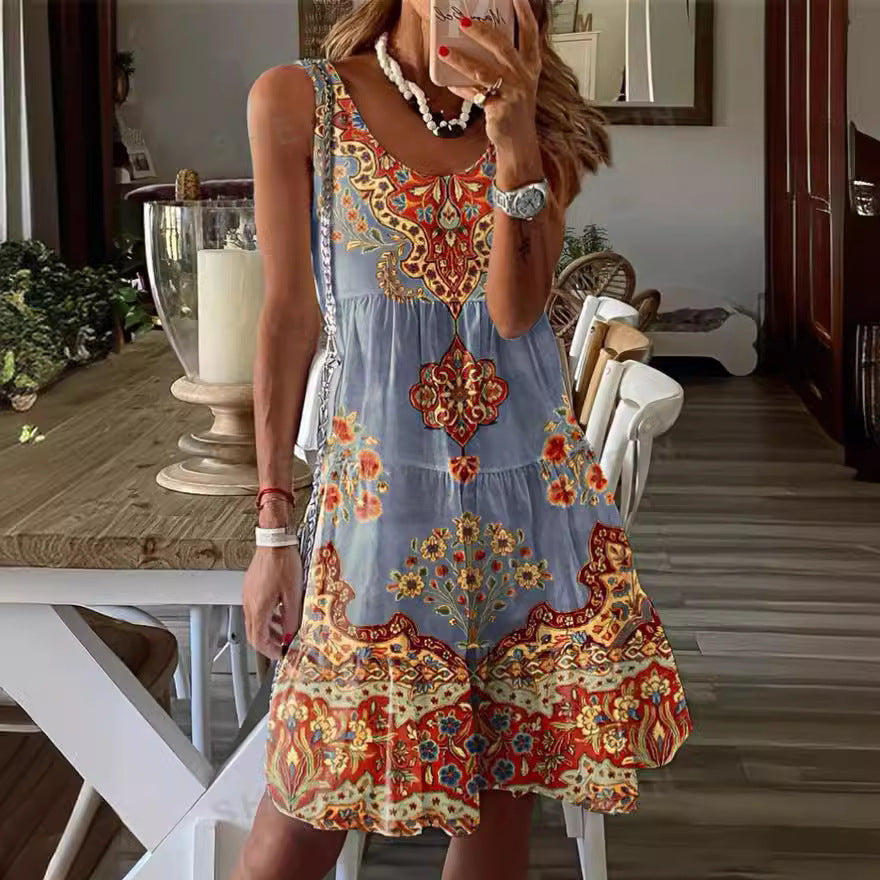 Damen Sommerkleid mit floralem Druck und fließendem Schnitt Echoarchiv