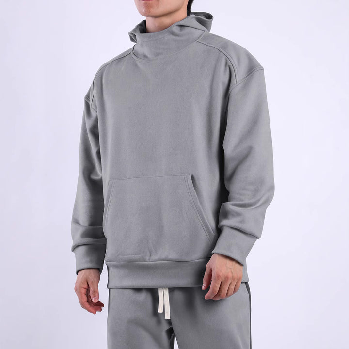 Herren lässiger Hoodie mit hohem Kragen und praktischer Kängurutasche Echoarchiv