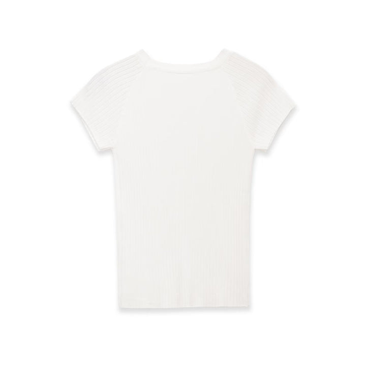 Damen figurbetontes Ripp-T-Shirt mit kurzen Ärmeln Echo Archiv