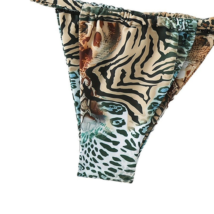 Damen Triangel-Bikini mit tierischem Muster und verstellbaren Trägern Echo Archiv