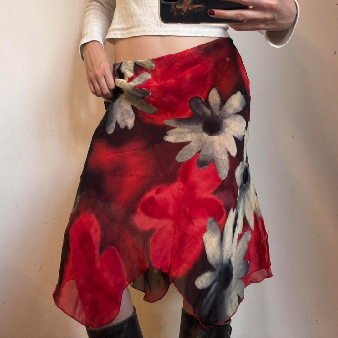 Damen Midi-Rock mit floralem Chiffon-Design Echo Archiv