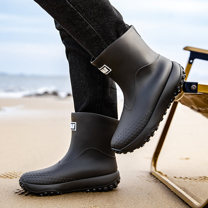 Unisex Wasserdichte Kurz-Gummistiefel mit rutschfester Noppenlaufsohle und wärmeisolierender Innensohle Echoarhiv