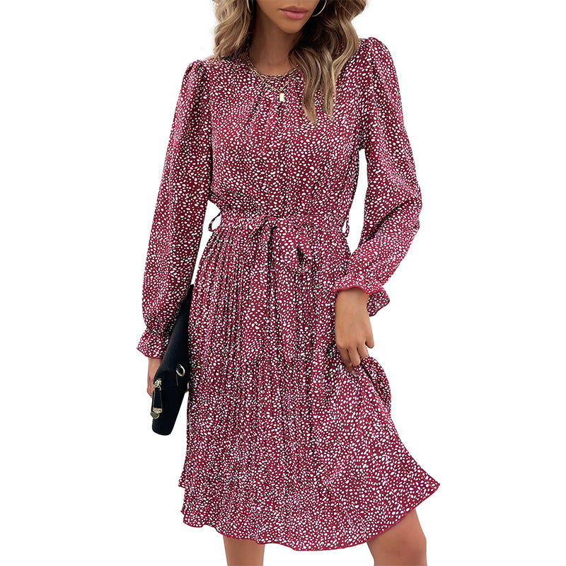 Damen Midi-Kleid mit Taillengürtel und Punkten Echo Archiv