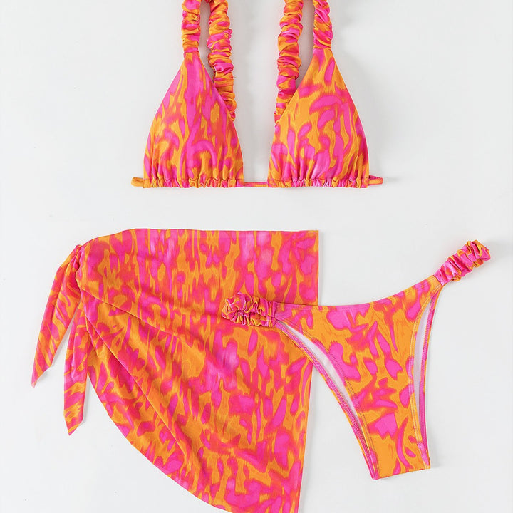 Damen Triangel-Bikini-Set mit Rüschendetails und trendiger Wickel-Tunika Echo Archiv