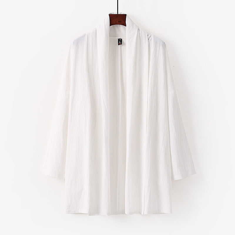 Unisex Offene Kimono-Cardigan aus leichter Baumwoll-Leinen-Mischung Echoarchiv