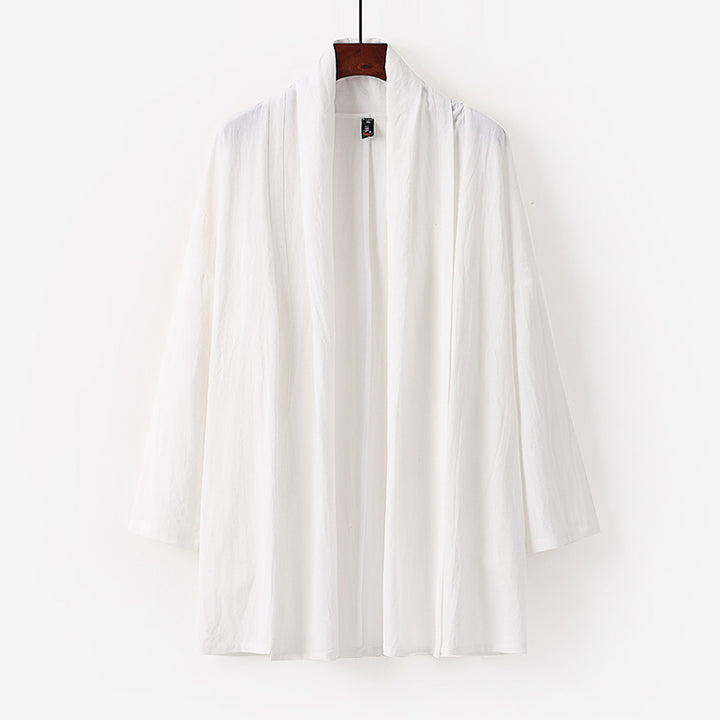 Unisex Offene Kimono-Cardigan aus leichter Baumwoll-Leinen-Mischung Echoarchiv