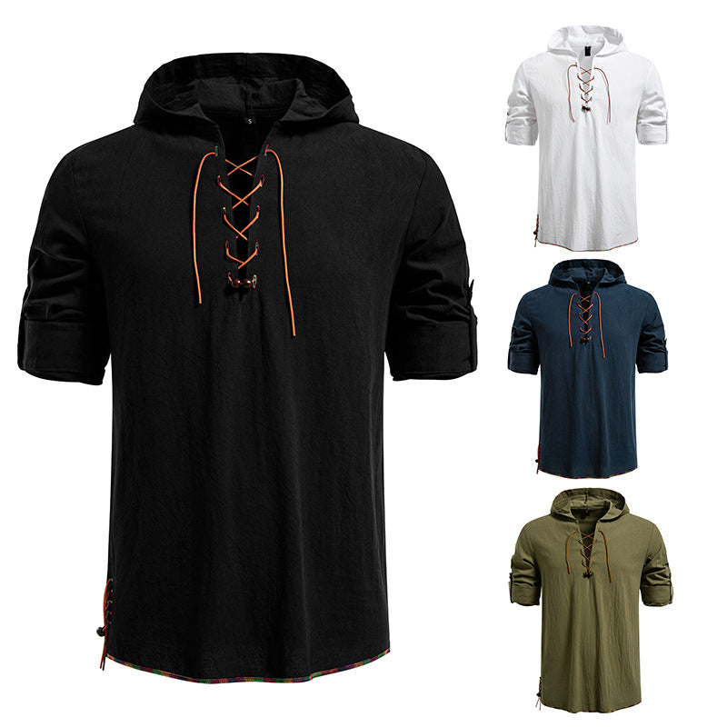 Herren Kaptuzenbluse mit einzigartigem Schnürdesign Echoarchiv