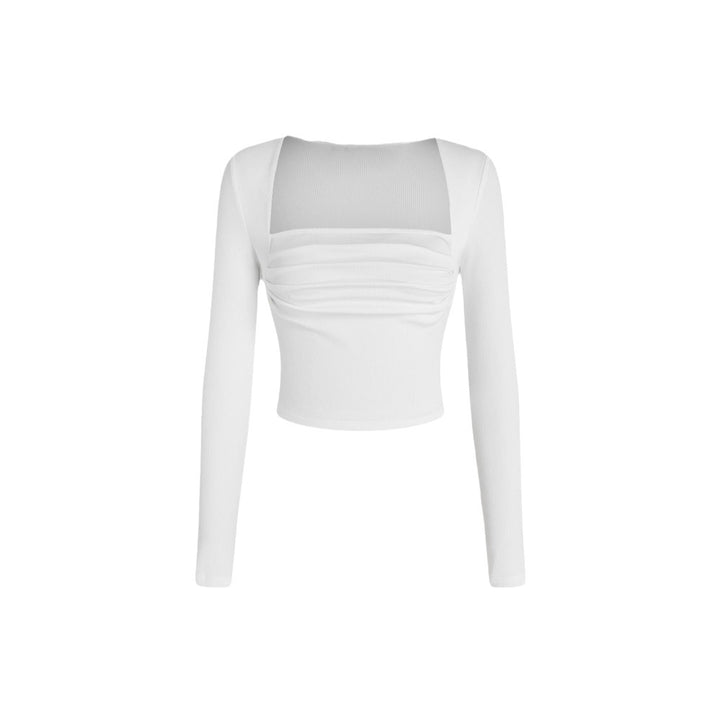Damen gerafftes Cropped-Longsleeve mit quadratischem Ausschnitt und figurbetonter Passform – Avérine