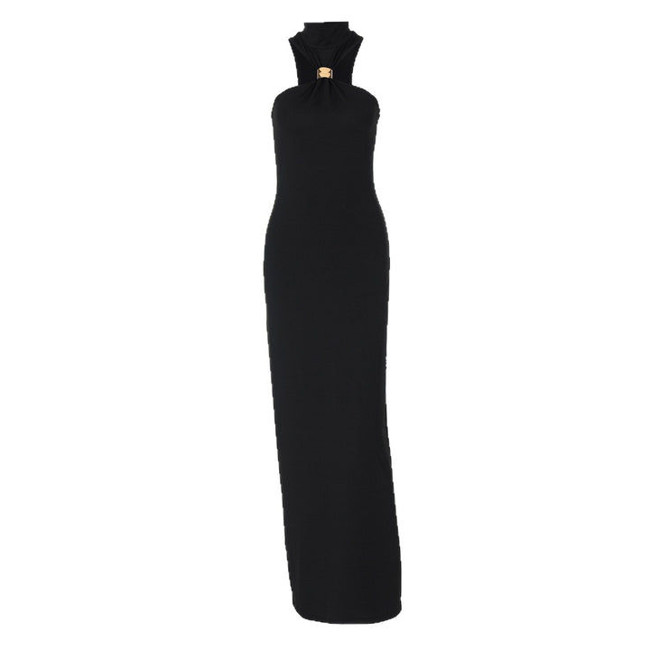 Damen elegantes langes Abendkleid mit halbem Kragen und edlen Akzenten Echo Archiv