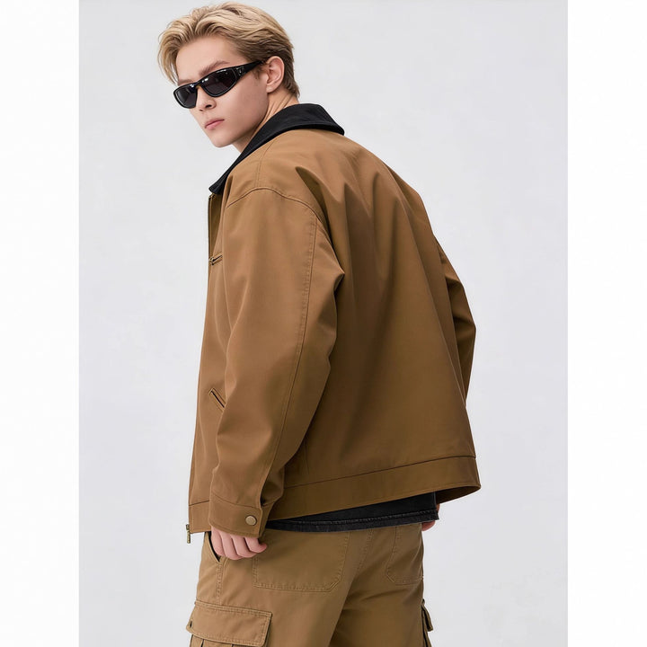 Herren Zip-Blouson im Worker-Stil mit Cordkragen und Brusttasche Echoarchiv