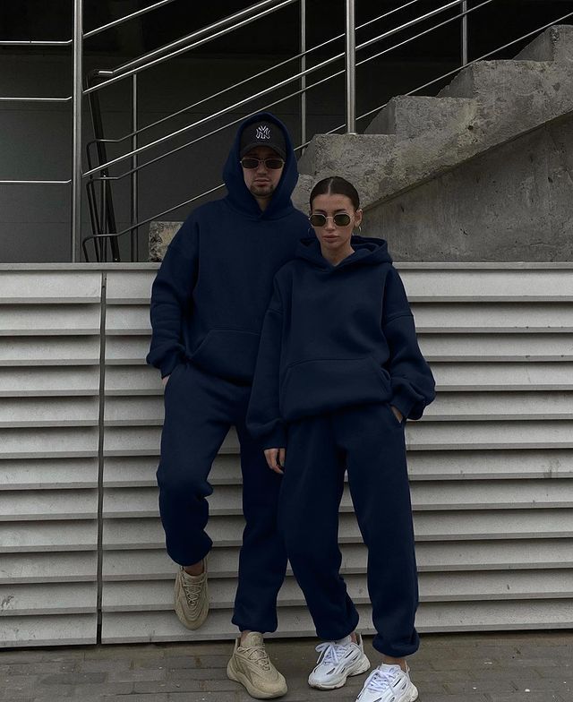 Unisex Oversize-Kapuzenpullover und Relax-Jogginghose Set aus hochwertiger Baumwollmischung Echo Archiv