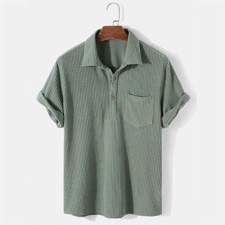 Herren Kurzarm Henley-Shirt mit strukturiertem Stoff und praktischer Brusttasche Echoarchiv