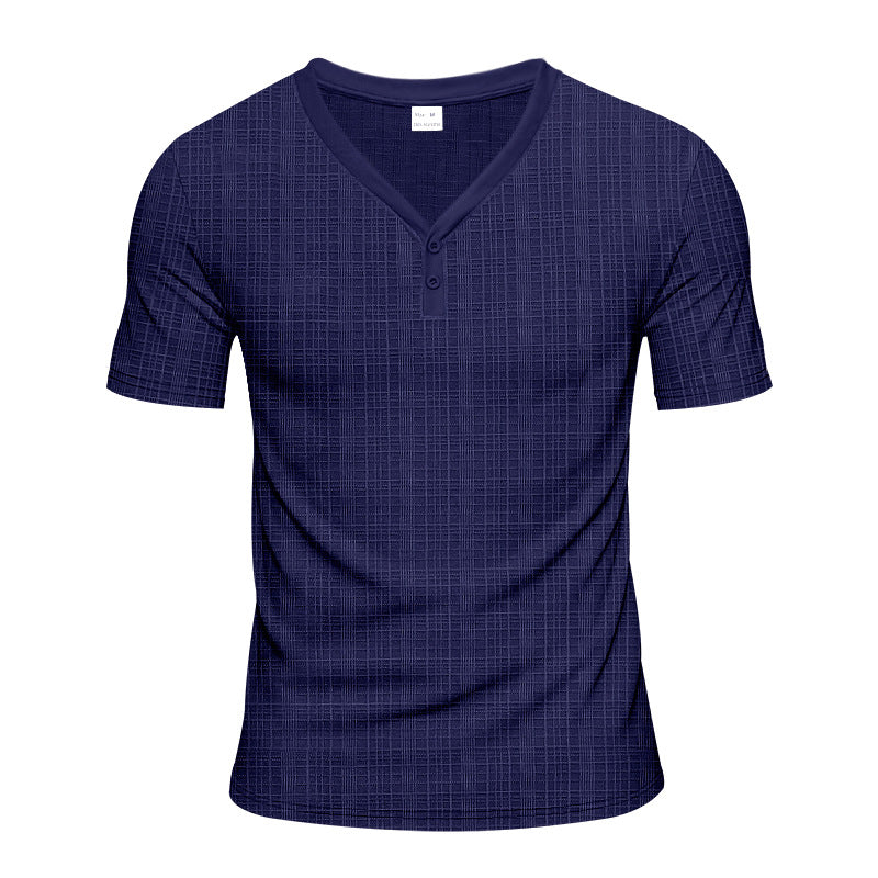 Herren Kurzarm Henley-Shirt mit strukturiertem Design und praktischen Knopfdetails Echoarchiv