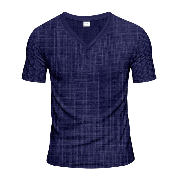Herren Kurzarm Henley-Shirt mit strukturiertem Design und praktischen Knopfdetails Echoarchiv