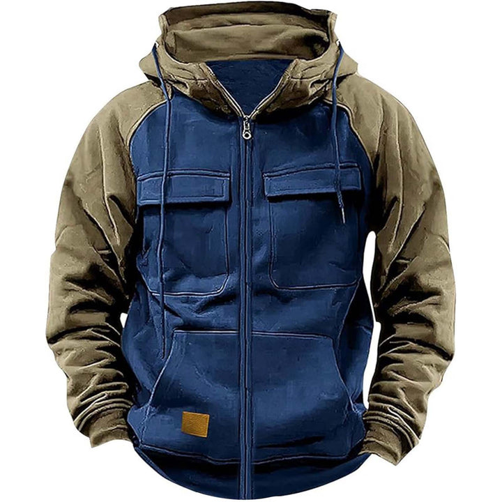 Herren nan Utility-Kapuzenjacke mit Materialmix, Brusttaschen und Reißverschluss Echo Archiv