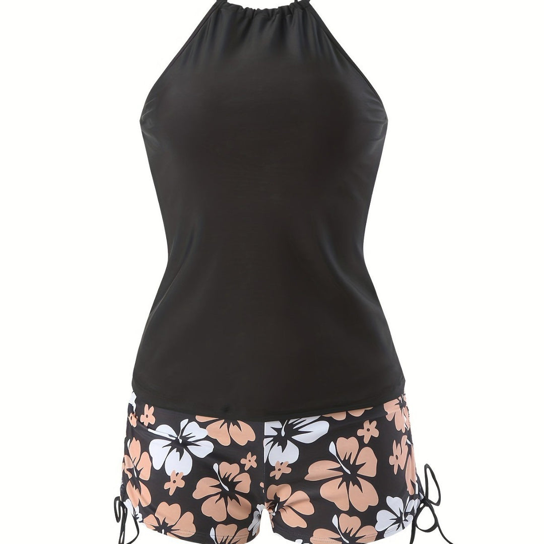 Damen Tankini-Set mit lässigem Oberteil und hoch taillierten Shorts Echo Archiv