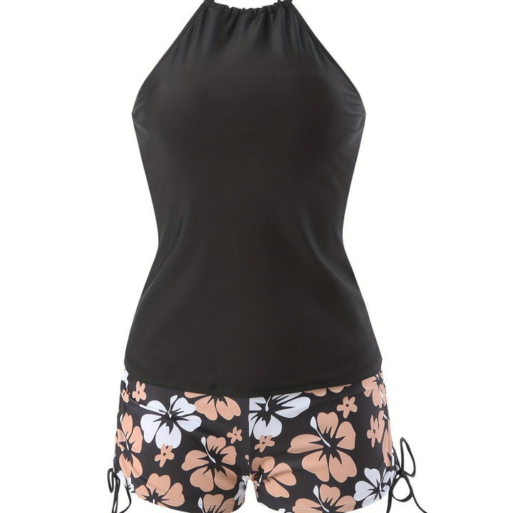 Damen Tankini-Set mit lässigem Oberteil und hoch taillierten Shorts Echo Archiv