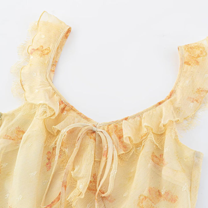 Damen Maxikleid mit verspieltem Rüschendesign und Blumenmuster Echo Archiv