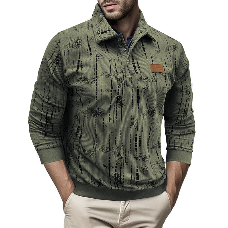 Herren modischer Pullover im strukturierten Design mit Kragen und Knopfleiste Echoarchiv