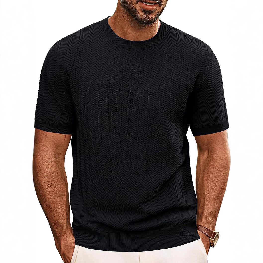 Herren strukturiertes Rundhals T-Shirt Echoarchiv