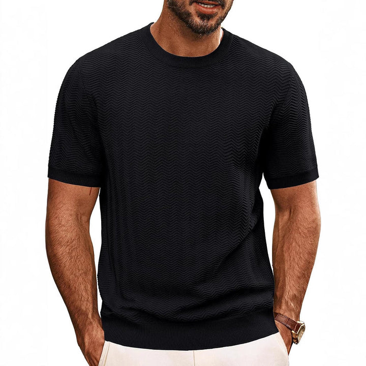 Herren strukturiertes Rundhals T-Shirt Echoarchiv
