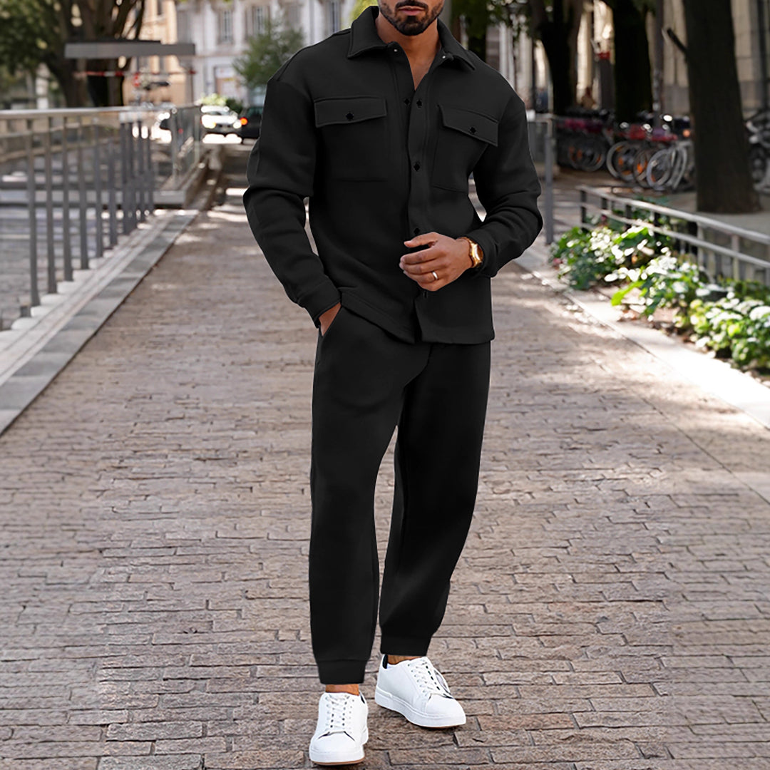 Herren bequeme und stilvolle Loungewear mit oberem Hemd und Jogginghose Echoarchiv