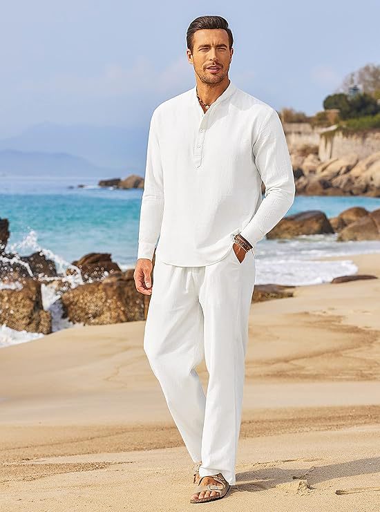 Herren luftige Strandhose und elegantes Langarmshirt Echoarchiv