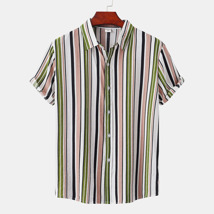 Herren Kurzarmhemd mit lässigem, gestreiftem Design und hochwertiger Baumwollqualität Echoarchiv