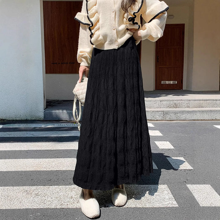 Damen Langer, eleganter Strickrock mit feinem Wellenmuster Echo Archiv
