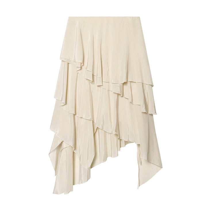 Damen nan mehrlagiger asymmetrischer Volantrock mit stufiger Drapierung Echo Archiv